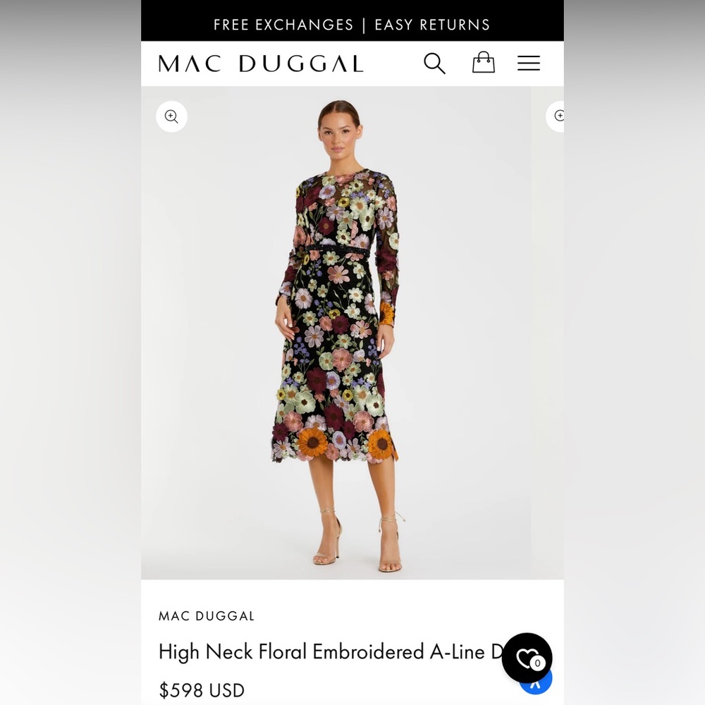 *NEW* Gorgeous, Mac Duggal high neck floral midi dress. Never Worn!!